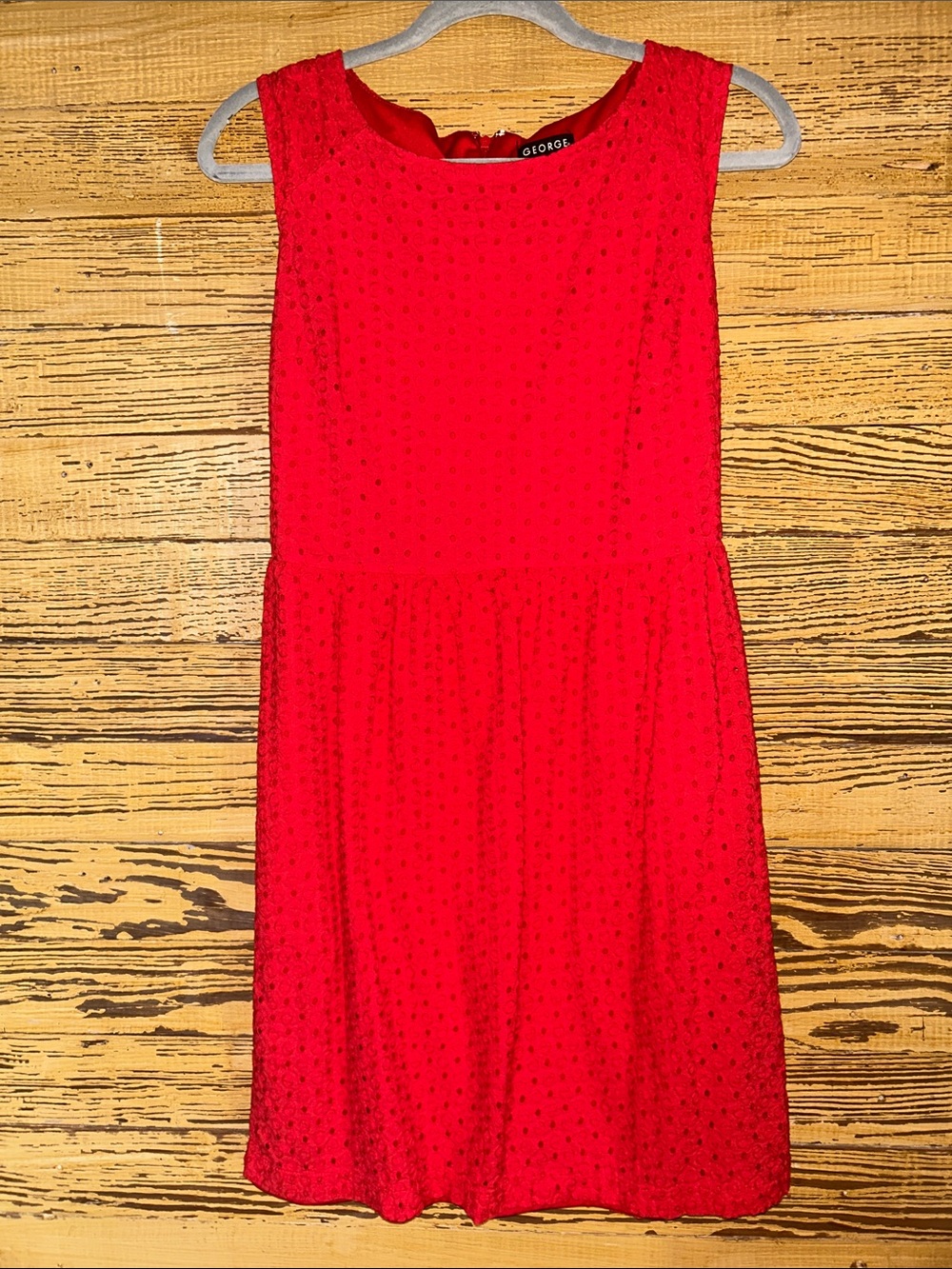 George | Red Eyelet Sleeveless Fit-and-Flare Dress